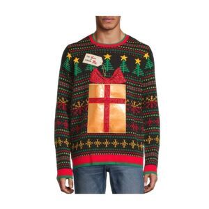 Holiday Time Ugly Christmas Sweater Knit with Metallic Gift Pocket Size 3XL